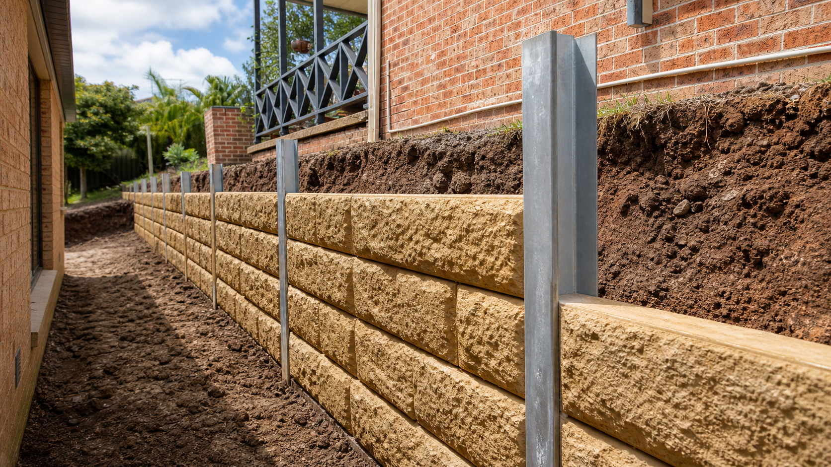 Concrete sleeper retaining wall Sydney contractor